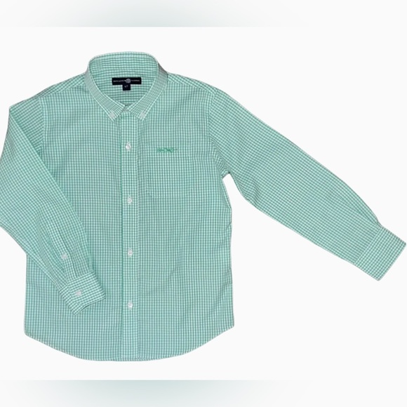 NWT Brown Bowen Seagrass Green Windowpane Button Down Dress Shirt size 18 - Picture 3 of 4